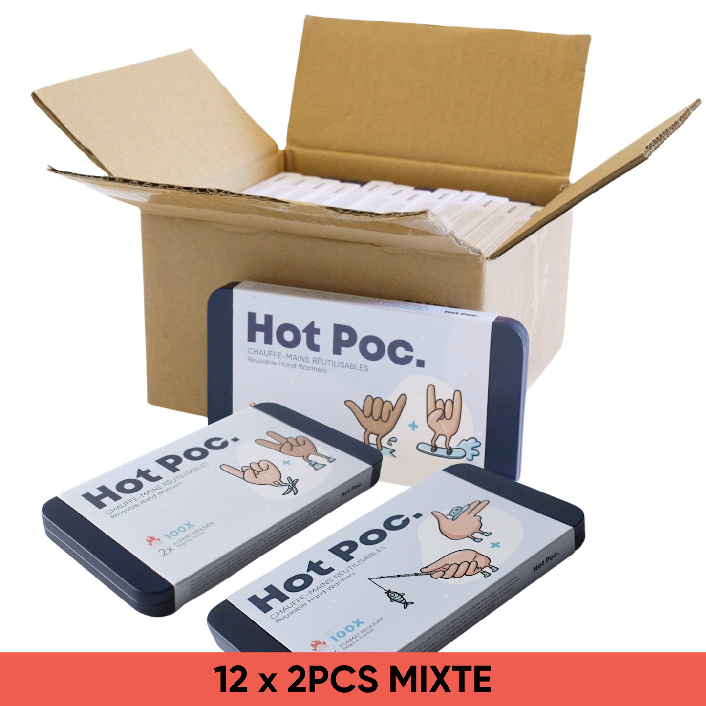 Box of 2 MIXED Hot Poc (2 regular) - Case of 12 boxes RANDOM ILLUSTRATION
