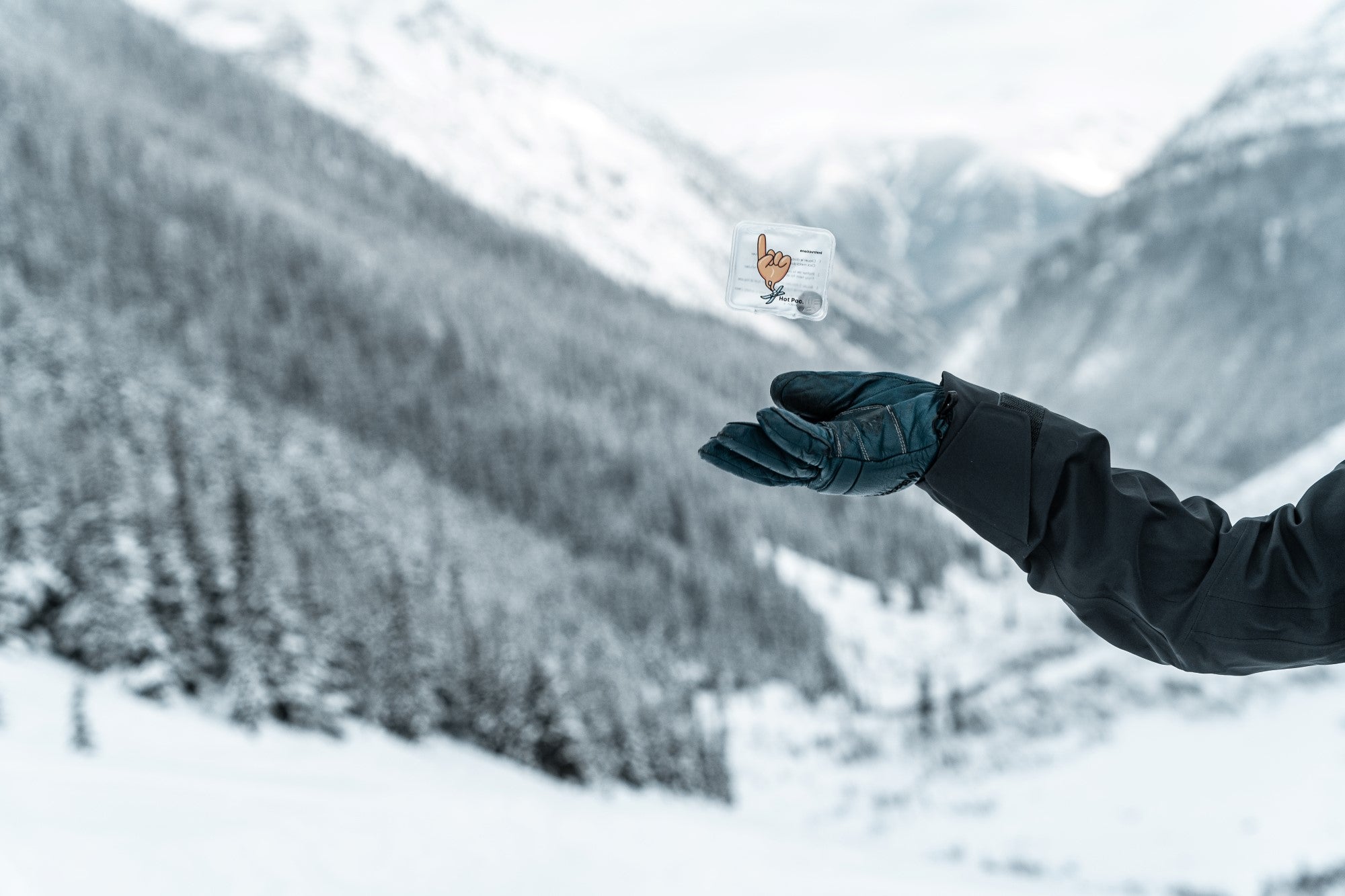 Hot Poc main dans montagne avec neige